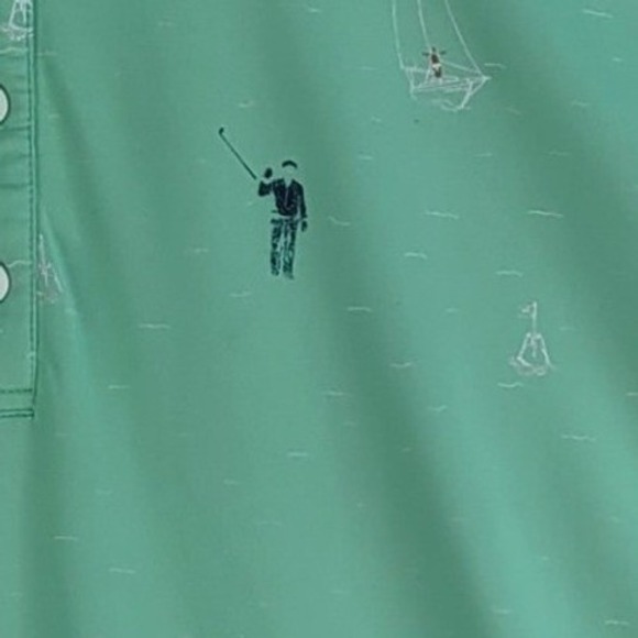 William Murray Golf Polo Shirt Men's Large Green Sailboat Geometric Performance - Picture 3 of 11